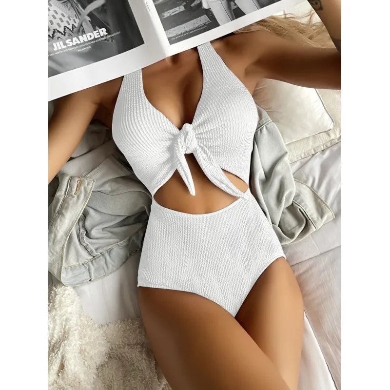 Women’s Backless Lace-Up High Waist Swimsuit Set