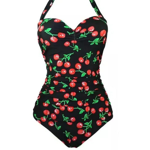Halter Neck One-Piece Swimsuit | Polka Dot & Solid Colors | Flattering Plus Size Fit