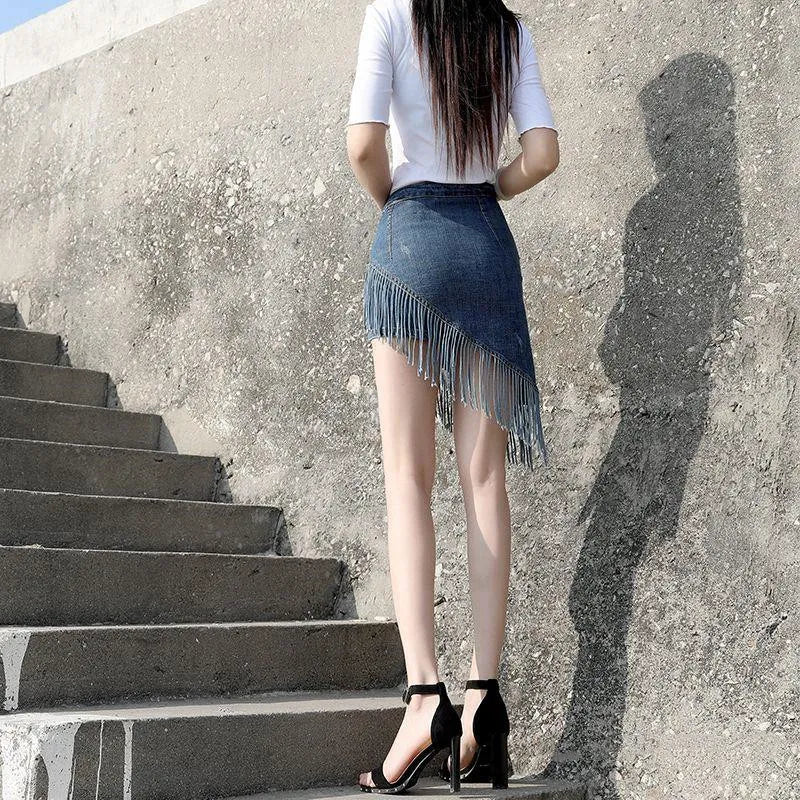 Tassel Denim Skirt for Women
