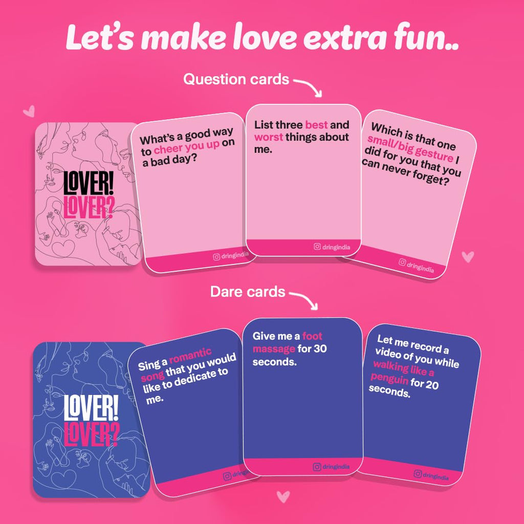 Lover Lover Couples Date Night Card Game – 100 Romantic Questions & Dares (5 Categories)