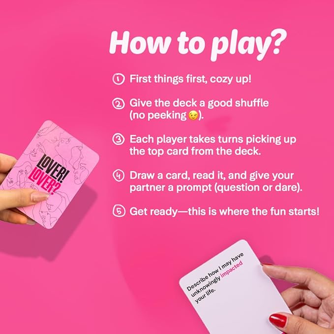 Lover Lover Couples Date Night Card Game – 100 Romantic Questions & Dares (5 Categories)