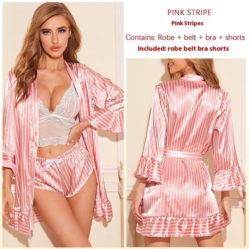 Women’s Striped Love Nightgown Set – Cute & Comfortable Sleepwear