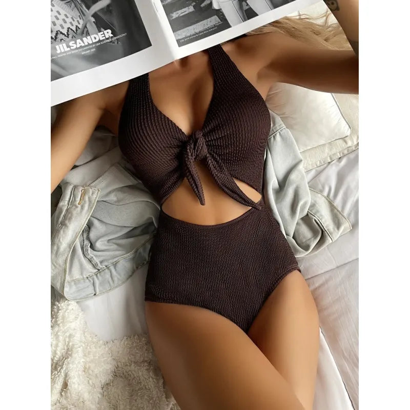 Women’s Backless Lace-Up High Waist Swimsuit Set